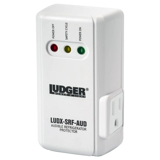 Ludger Power Surge Protector for Appliances (LUDX-SRF-AUD) ETL Certified Appliance Surge Protector Refrigerator 90 Degrees Connects to All Types of AC Unique Side Socket Audible Alarm